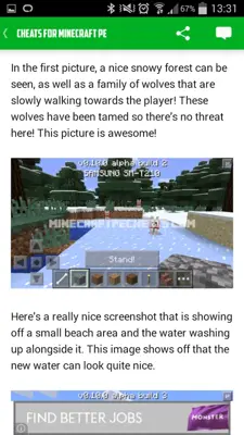 Cheats for Minecraft PE android App screenshot 1